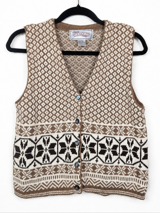 Nuggets Jackets & Blazers - Vintage Nuggets Nordic Fair Isle Ramie Cotton Sweater Vest Cottagecore Large